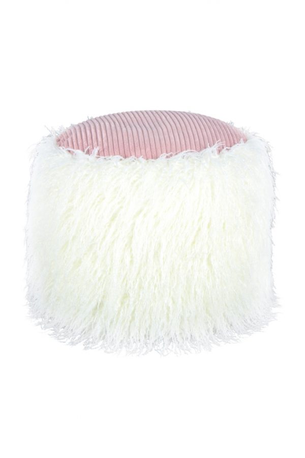Bobtail white pink design puff