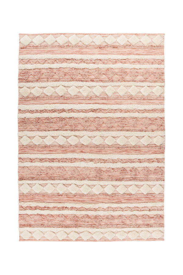 Bohist 225 Rózsaszín/Krém natúr gyapjú szőnyeg