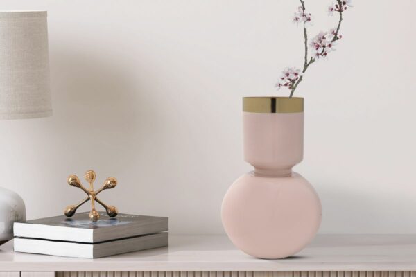 Art Deco 2125 világos rózsaszín arany design váza 1