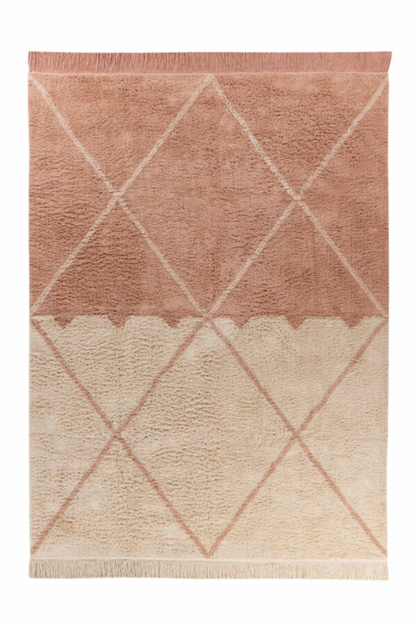 Platinum Mylen 225 krém fáradt rózsaszín geometriamintás natúr gyapjú szőnyeg